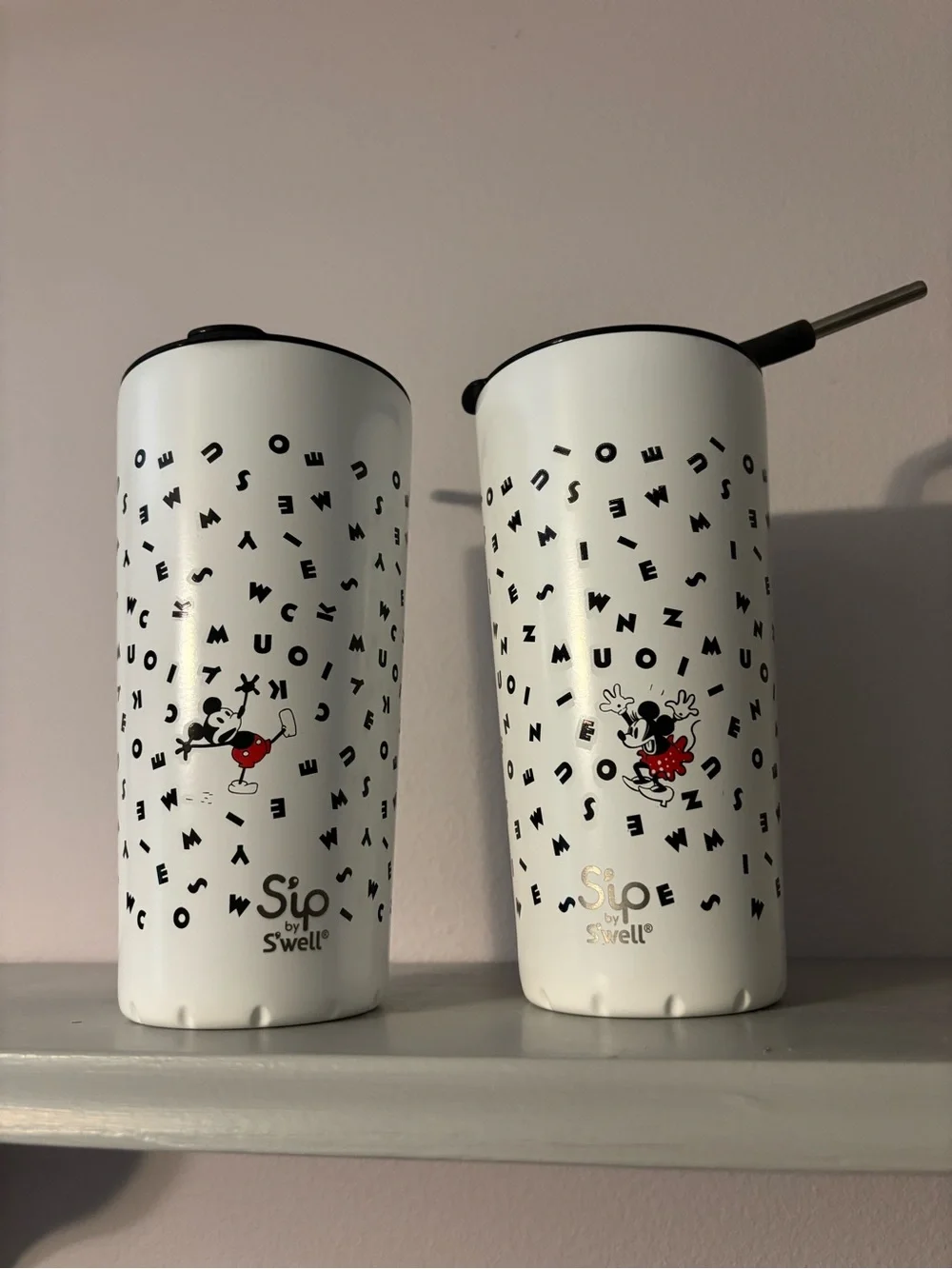 S'ip by S'well White Mickey Mouse Letter Print Tumbler